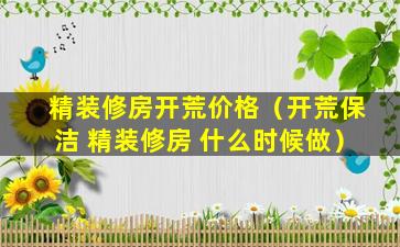 精装修房开荒价格（开荒保洁 精装修房 什么时候做）